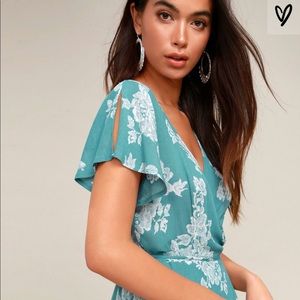 Elegant Teal Floral Dress